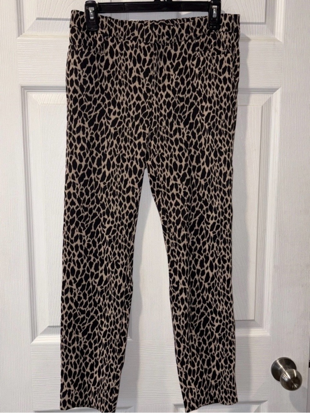 Banana Republic Sloan Leopard Print Pants - Black and Tan Size 2